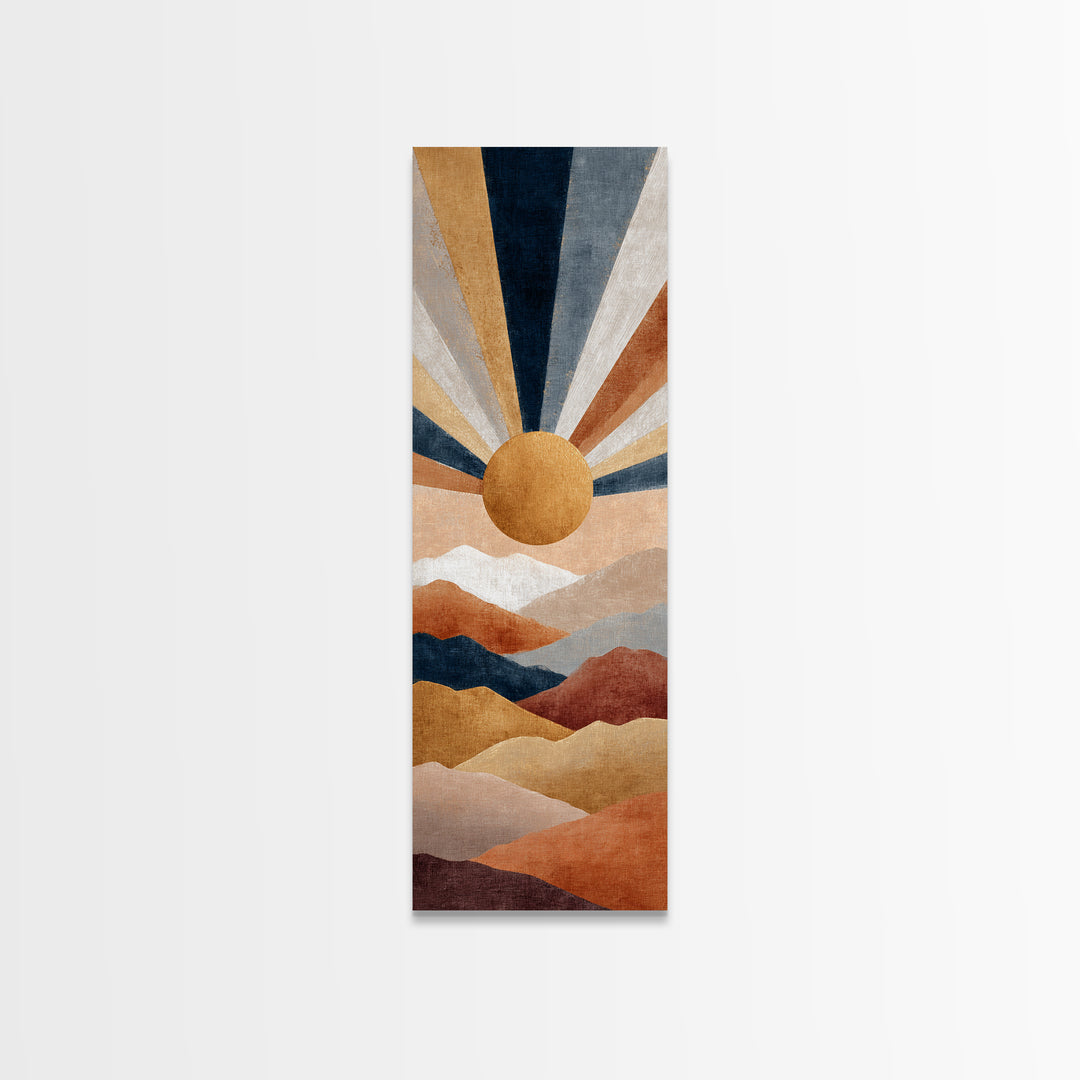 Simple Geometric Sun Canvas Print, Minimalist Art, Modern Wall Art, Living Room Decor, Fine Art, Minimal, Textured Painting, MIN-1x3-51