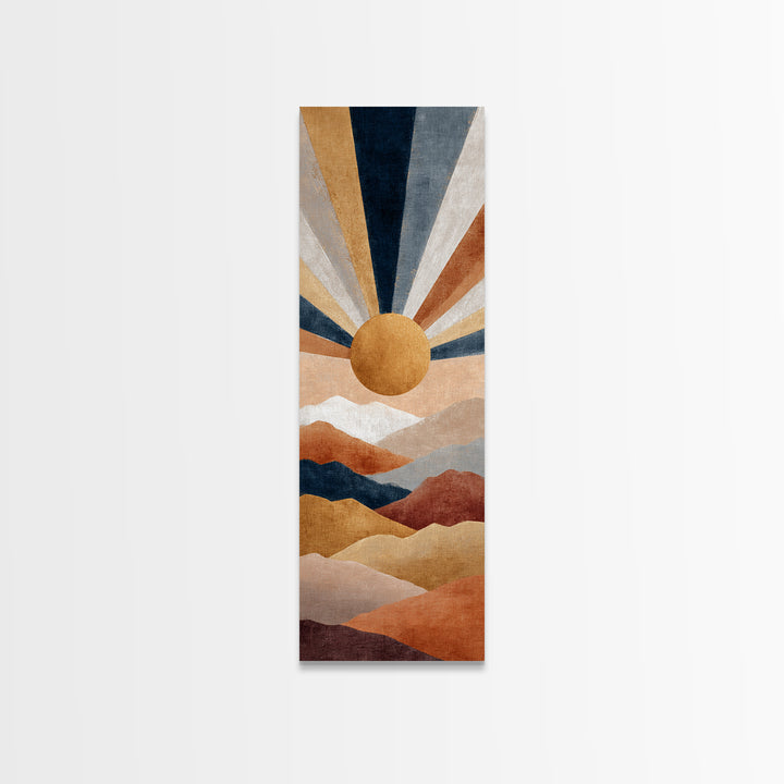 Simple Geometric Sun Canvas Print, Minimalist Art, Modern Wall Art, Living Room Decor, Fine Art, Minimal, Textured Painting, MIN-1x3-51