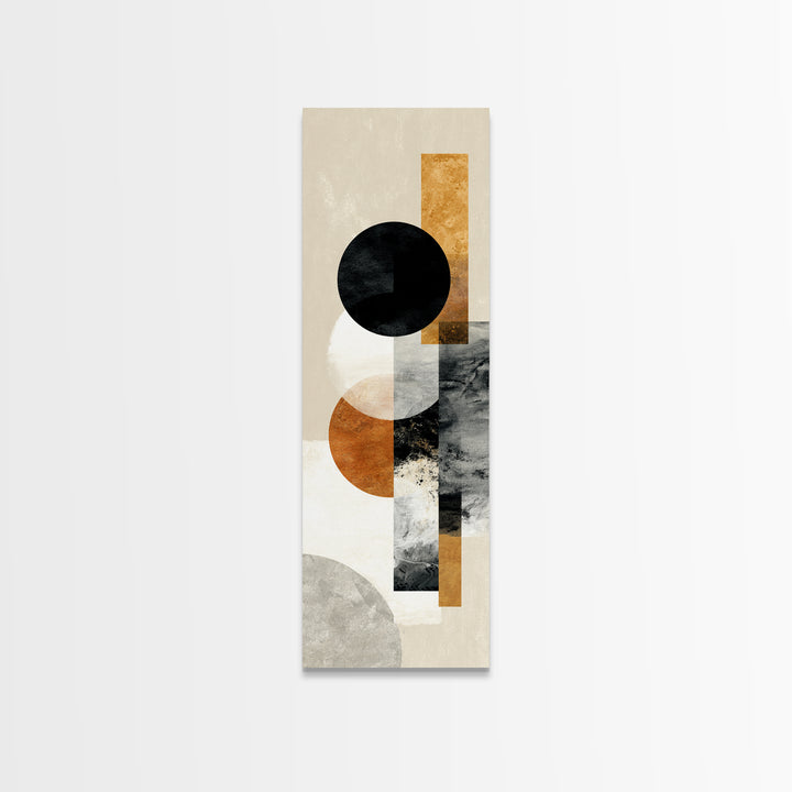 Single Black Circle on Warm Ivory Ground Framed Canvas Print, Minimalist Art, Wall Decor, Living Room Decor, Fine Art, Minimal, MIN-1x3-61
