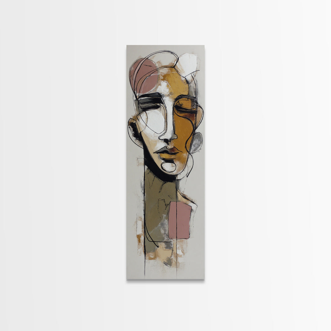 Single Continuous Line Female Face Canvas Print, Minimalist Art, Minimalist, Living Room Decor, Oil Painting, Minimal, MIN-1x3-65