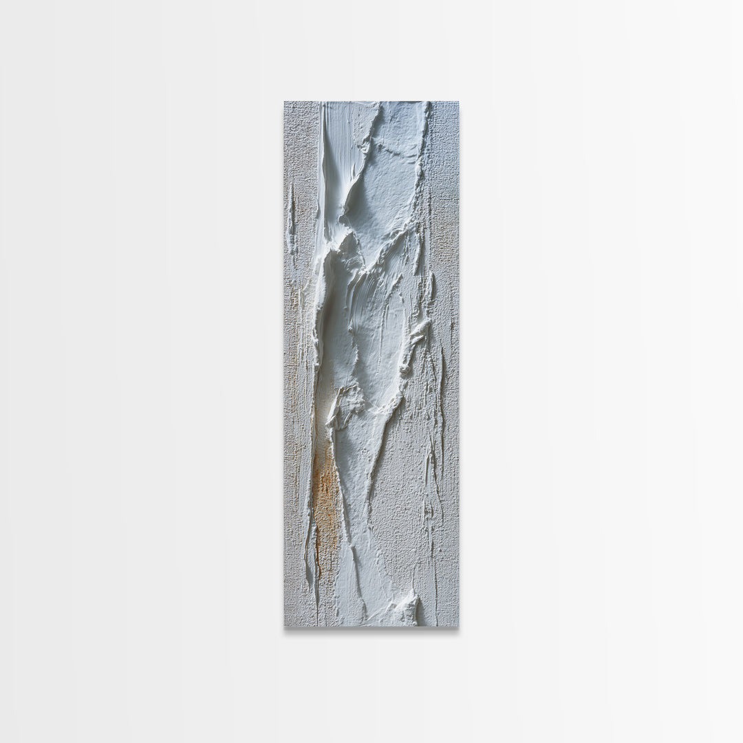 White on White Plaster Texture Study Framed Canvas Print, Minimalist Art, Abstract Wall Art, Living Room Decor, Oil Painting, MIN-1x3-76