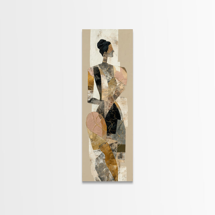 Single Gold Line Curve on Charcoal Canvas Print, Minimalist Art, Poster, Living Room Decor, Minimal, Boho, Canvas Tote Bag, MIN-1x3-77