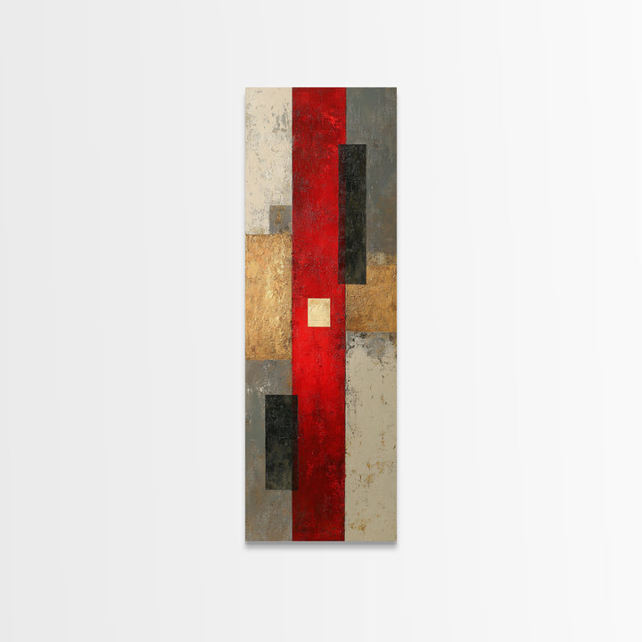 One Red Square Balanced Canvas Print, Minimalist Art, Room Decor, Living Room Decor, Fine Art, Minimal, Art Print, MIN-1x3-94