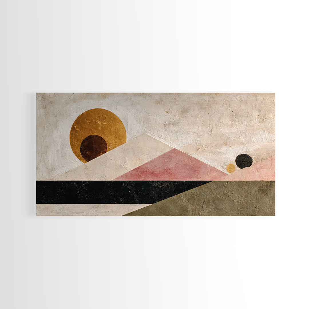 Simple Geometric Sun Framed Canvas Print, Minimalist Art, Living Room Decor, Abstract Art, Minimal, Modern Decor, MIN-2x1-11