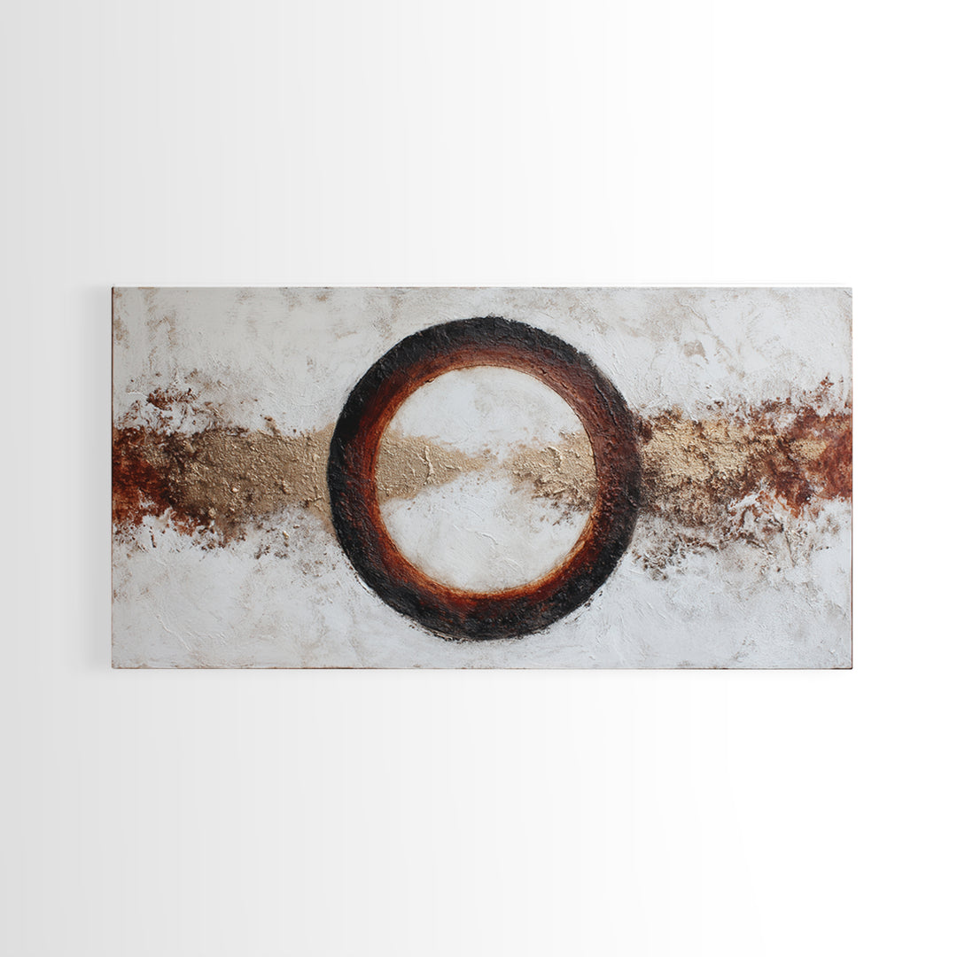Single Brushstroke Circle Framed Canvas Print, Minimalist Art, Room Decor, Living Room Decor, Fine Art, Minimal, Art Print, MIN-2x1-18