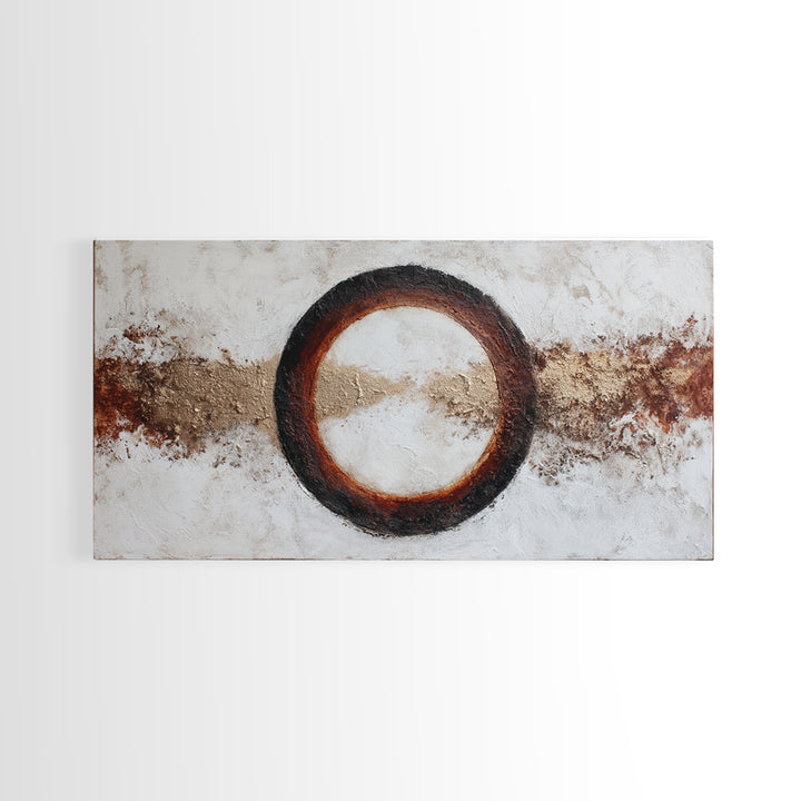 Single Brushstroke Circle Framed Canvas Print, Minimalist Art, Room Decor, Living Room Decor, Fine Art, Minimal, Art Print, MIN-2x1-18