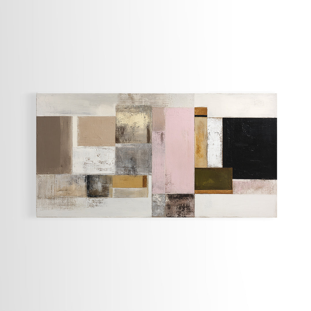 Calm Rectangle Composition Framed Canvas Print, Minimalist Art, Statement Artwork, Living Room Decor, Fine Art, Minimal, MIN-2x1-20