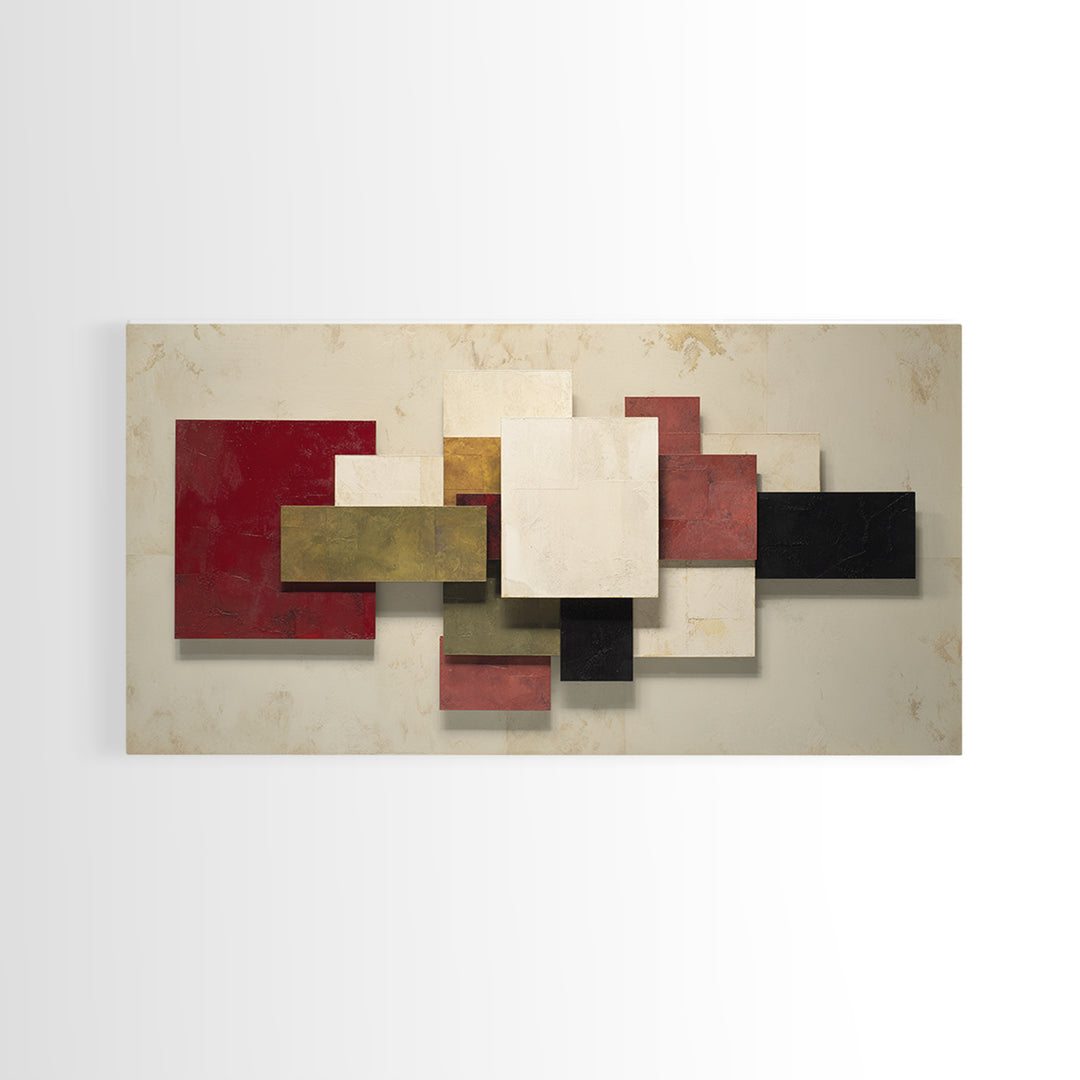 One Red Square Balanced Framed Canvas Print, Minimalist Art, Minimalist Decor, Living Room Decor, Minimal, Digital Wall Art, MIN-2x1-30