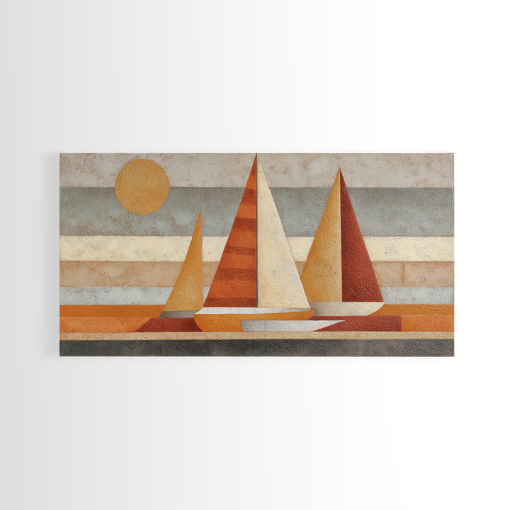 Tiny Sailboat under Open Sky Framed Canvas Print, Minimalist Art, Contemporary Art, Living Room Decor, Fine Art, Minimal, MIN-2x1-34