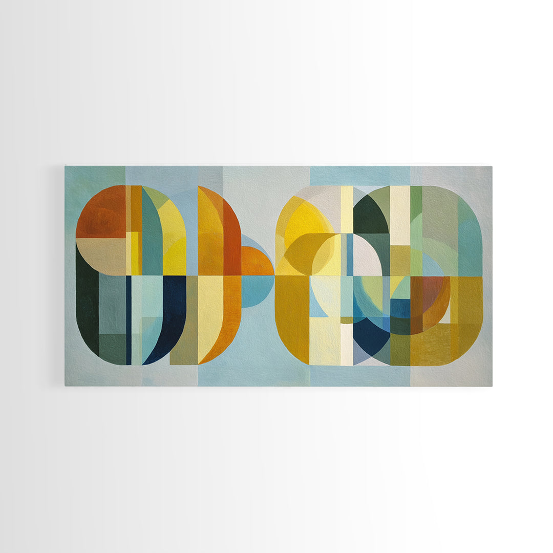 Simple Geometric Sun Framed Canvas Print, Minimalist Art, Wall Art, Living Room Decor, Abstract Art, Minimal, Large Wall Art, MIN-2x1-35