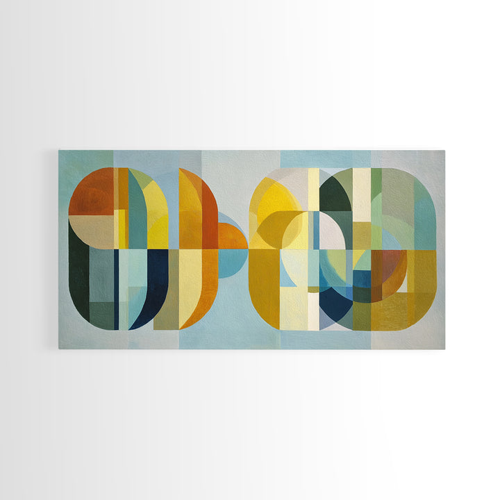 Simple Geometric Sun Framed Canvas Print, Minimalist Art, Wall Art, Living Room Decor, Abstract Art, Minimal, Large Wall Art, MIN-2x1-35