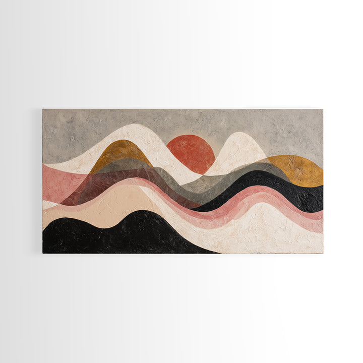 Thin Line Mountain Framed Canvas Print, Minimalist Art, Poster, Living Room Decor, Fine Art, Minimal, Boho, Canvas Tote Bag, MIN-2x1-46