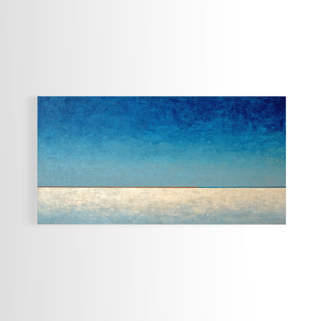 Simple Blue Horizon Framed Canvas Print, Minimalist Art, Art, Living Room Decor, Oil Painting, Minimal, Canvas Tote Bag, MIN-2x1-50