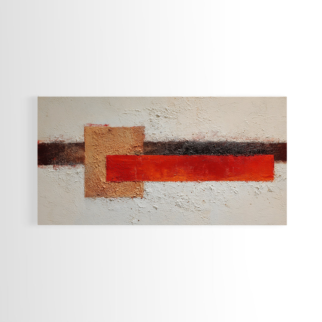 One Red Square Balanced Framed Canvas Print, Minimalist Art, Minimalist Decor, Living Room Decor, Minimal, Digital Wall Art, MIN-2x1-6