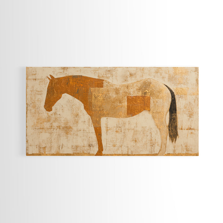 Minimal Horse Contour Canvas Print, Minimalist Art, Wall Art, Living Room Decor, Oil Painting, Minimal, Large Wall Art, MIN-2x1-62