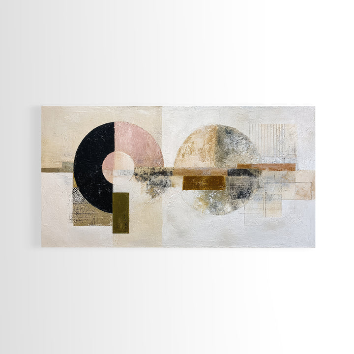 Minimal Moon over a Pale Ocean Canvas Print, Minimalist Art, Boho, Living Room Decor, Fine Art, Minimal, Abstract Painting, MIN-2x1-77