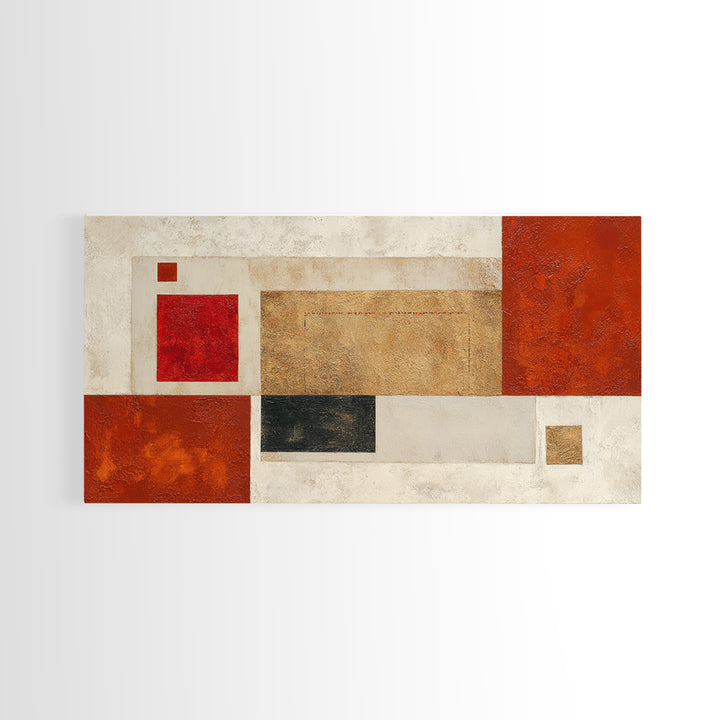 One Red Square Balanced Canvas Print, Minimalist Art, Wall Decor, Living Room Decor, Fine Art, Minimal, Abstract Art, MIN-2x1-78