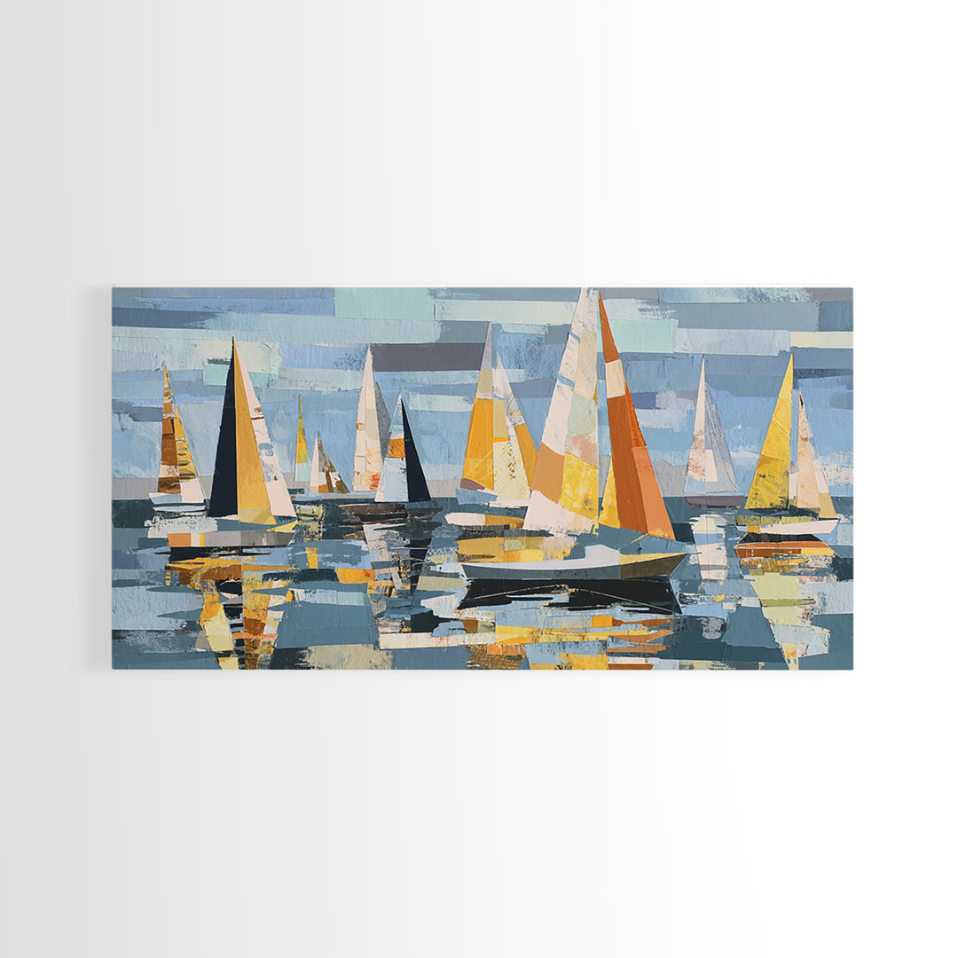 Tiny Sailboat under Open Sky Canvas Print, Minimalist Art, Minimalist, Living Room Decor, Fine Art, Minimal, Black Art, MIN-2x1-82