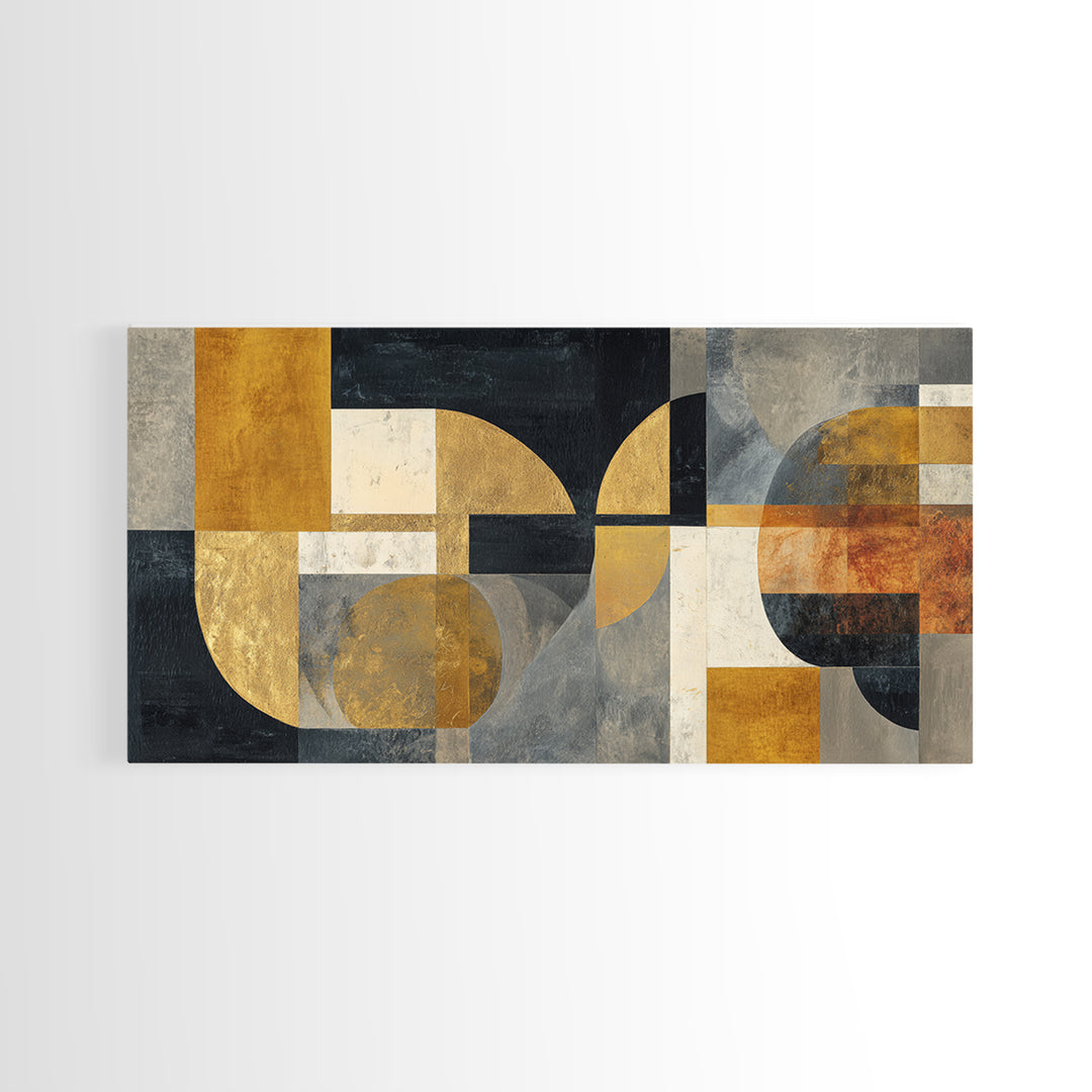 Single Gold Line Curve on Charcoal Framed Canvas Print, Minimalist Art, Abstract Art, Living Room Decor, Fine Art, Minimal, MIN-2x1-85