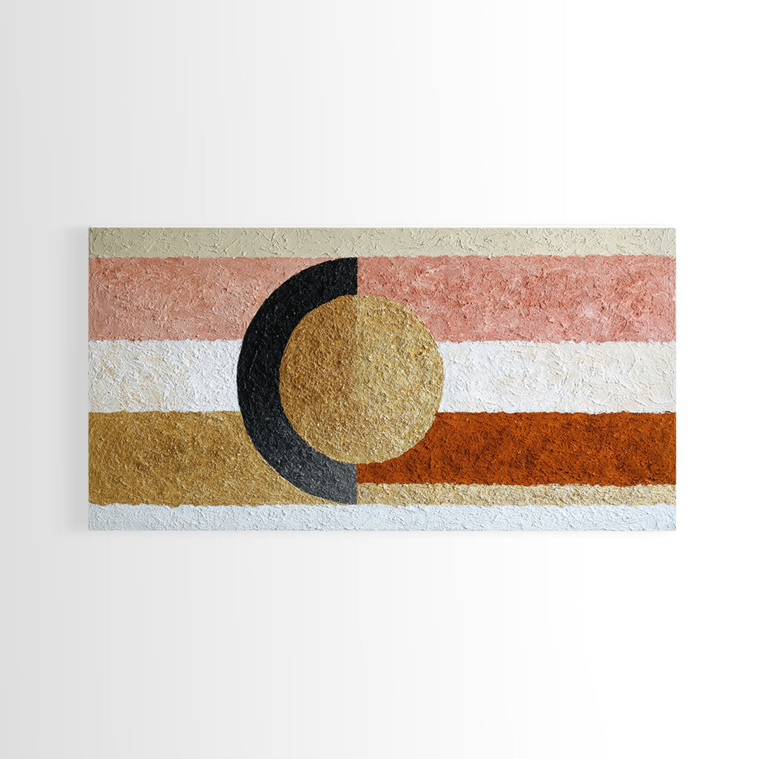 Single Brushstroke Circle Framed Canvas Print, Minimalist Art, Living Room Decor, Oil Painting, Minimal, Printable Art, MIN-2x1-90