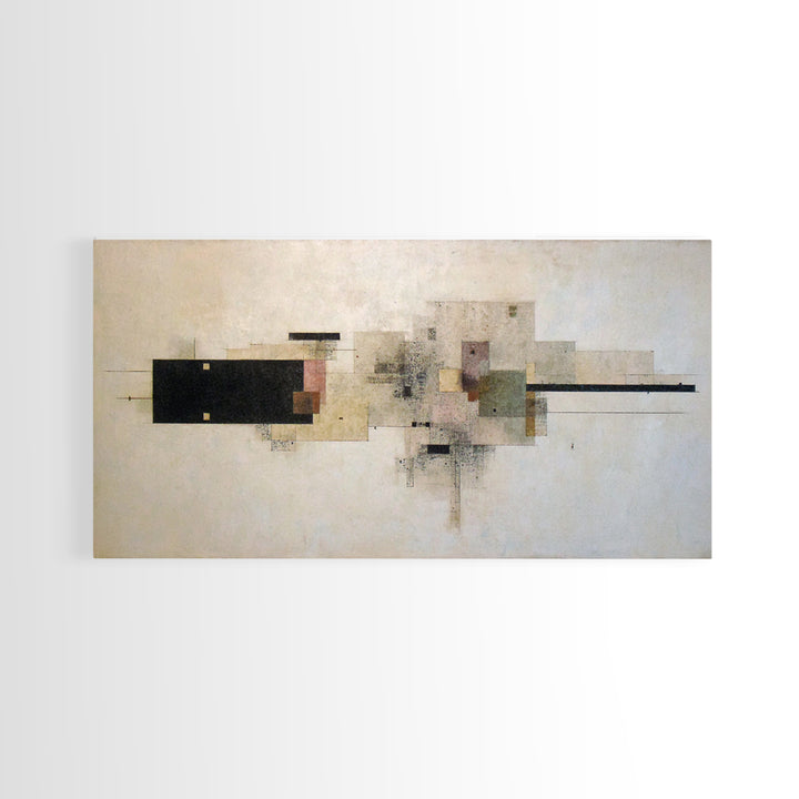 Calm Rectangle Composition Framed Canvas Print, Minimalist Art, Boho, Living Room Decor, Oil Painting, Minimal, MIN-2x1-92