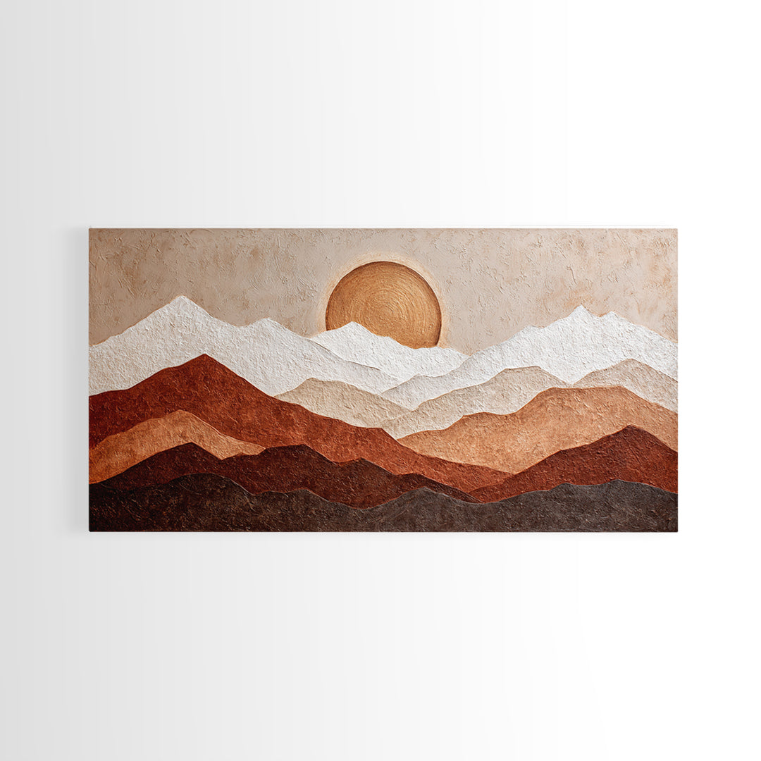 Thin Line Mountain Canvas Print, Minimalist Art, Art Print, Living Room Decor, Oil Painting, Minimal, Abstract Wall Art, MIN-2x1-94