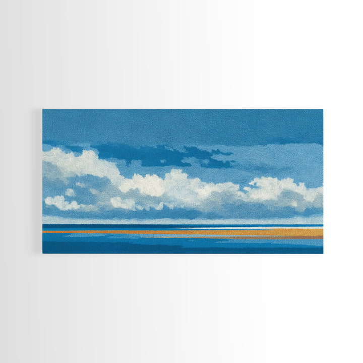 Simple Blue Horizon Canvas Print, Minimalist Art, Printable Wall Art, Living Room Decor, Fine Art, Minimal, Abstract Wall Art, MIN-2x1-98