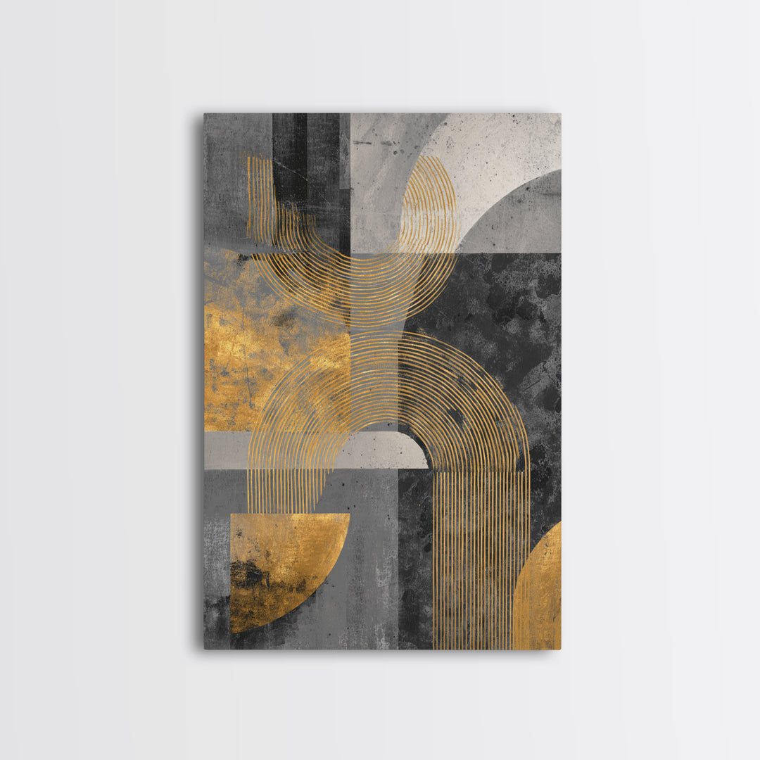 Single Gold Line Curve on Charcoal Framed Canvas Print, Minimalist Art, Art Print, Living Room Decor, Fine Art, Minimal, MIN-2x3-1