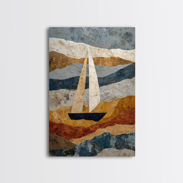 Tiny Sailboat under Open Sky Framed Canvas Print, Minimalist Art, Poster, Living Room Decor, Fine Art, Minimal, Boho, MIN-2x3-22