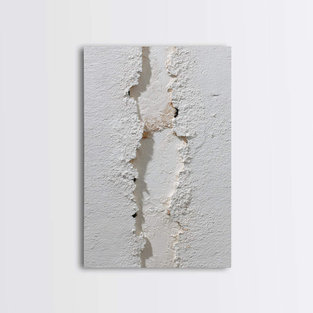 White on White Plaster Texture Study Framed Canvas Print, Minimalist Art, Modern Decor, Living Room Decor, Fine Art, Minimal, MIN-2x3-24