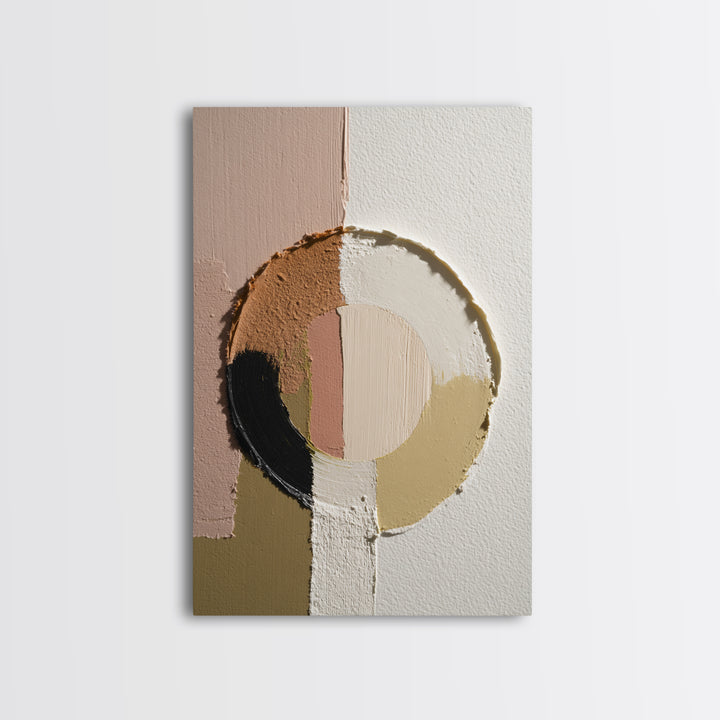 Single Brushstroke Circle Framed Canvas Print, Minimalist Art, Minimalist Decor, Living Room Decor, Fine Art, Minimal, MIN-2x3-30