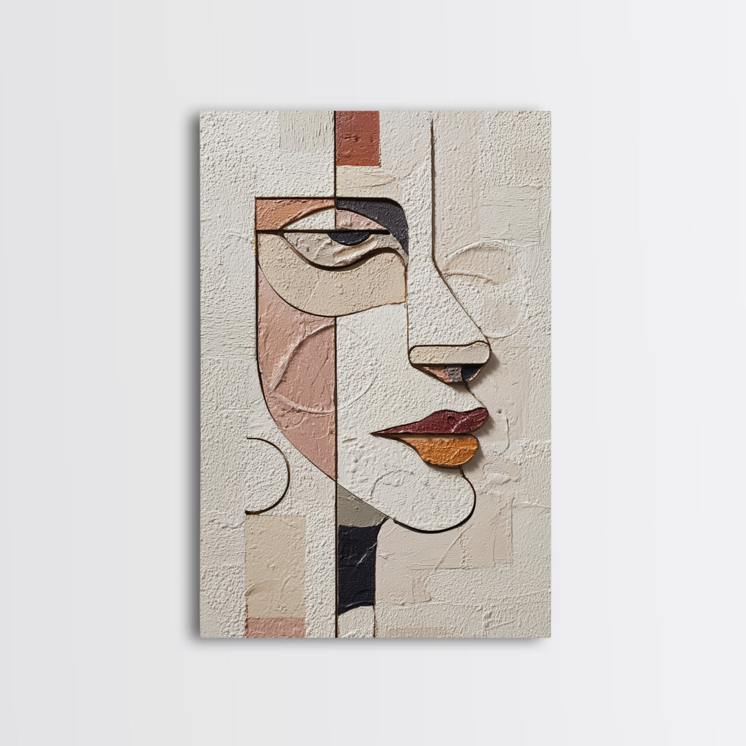 Single Continuous Line Female Face Framed Canvas Print, Minimalist Art, Digital Wall Art, Living Room Decor, Fine Art, Minimal, MIN-2x3-37