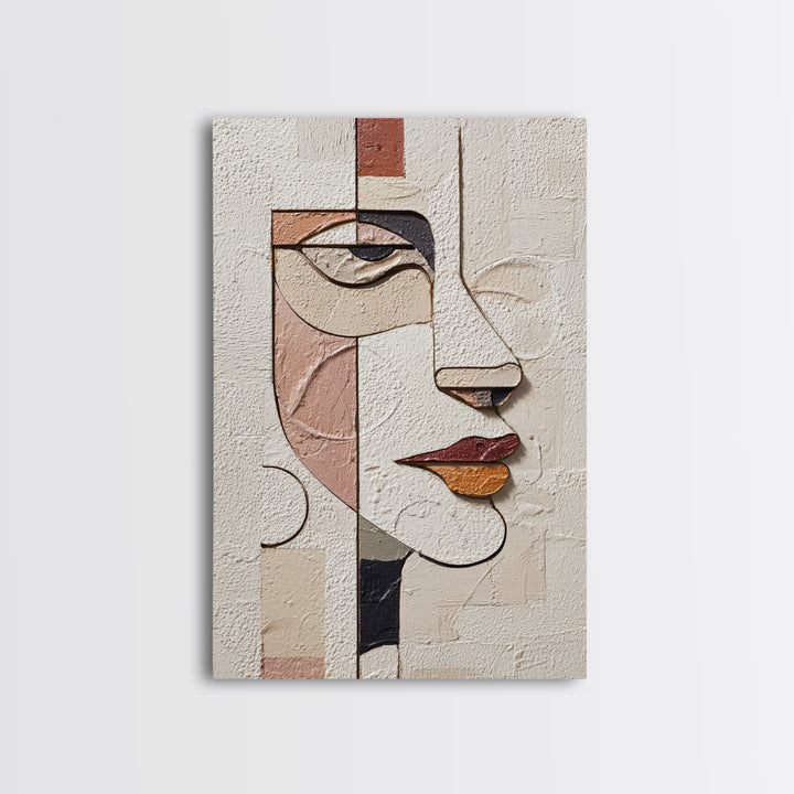 Single Continuous Line Female Face Framed Canvas Print, Minimalist Art, Digital Wall Art, Living Room Decor, Fine Art, Minimal, MIN-2x3-37