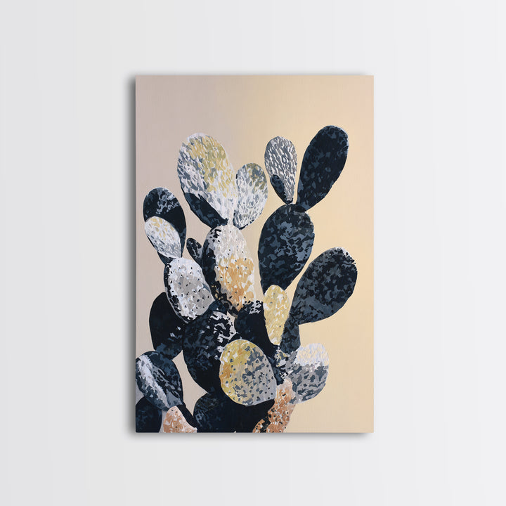 Black and White Cactus Silhouette Framed Canvas Print, Minimalist Art, Contemporary Art, Living Room Decor, Fine Art, Minimal, MIN-2x3-4