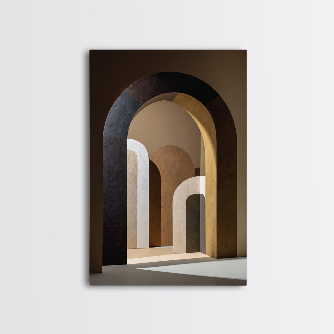 Monochrome Arch and Shadow Composition Canvas Print, Minimalist Art, Contemporary Art, Living Room Decor, Fine Art, Minimal, MIN-2x3-40