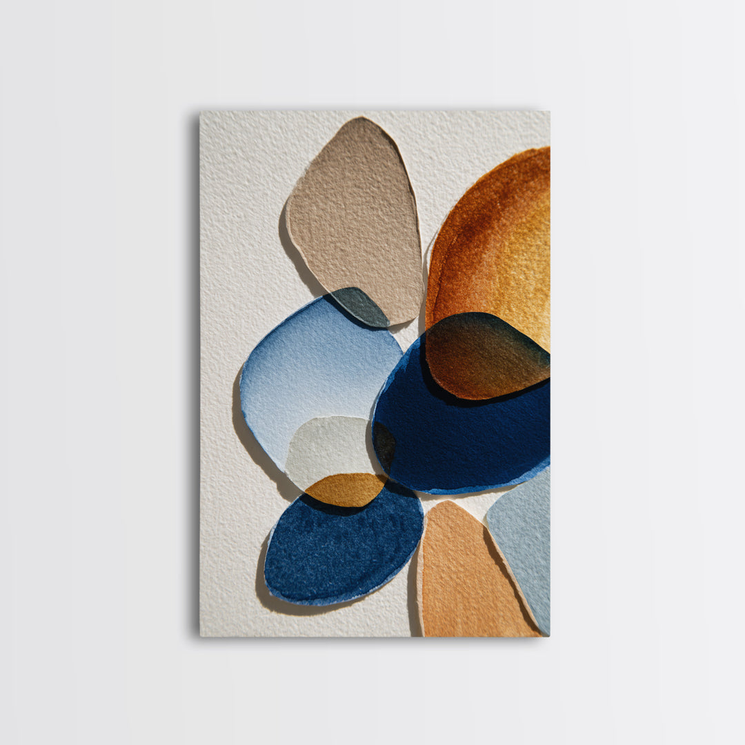Two Overlapping Organic Shapes Framed Canvas Print, Minimalist Art, Art Prints, Living Room Decor, Fine Art, Minimal, MIN-2x3-51