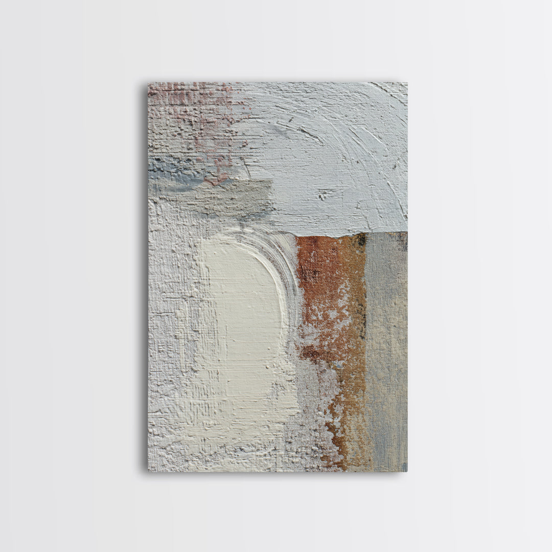 Small Cloud Study Framed Canvas Print, Minimalist Art, Boho, Living Room Decor, Oil Painting, Minimal, Abstract Painting, MIN-2x3-53