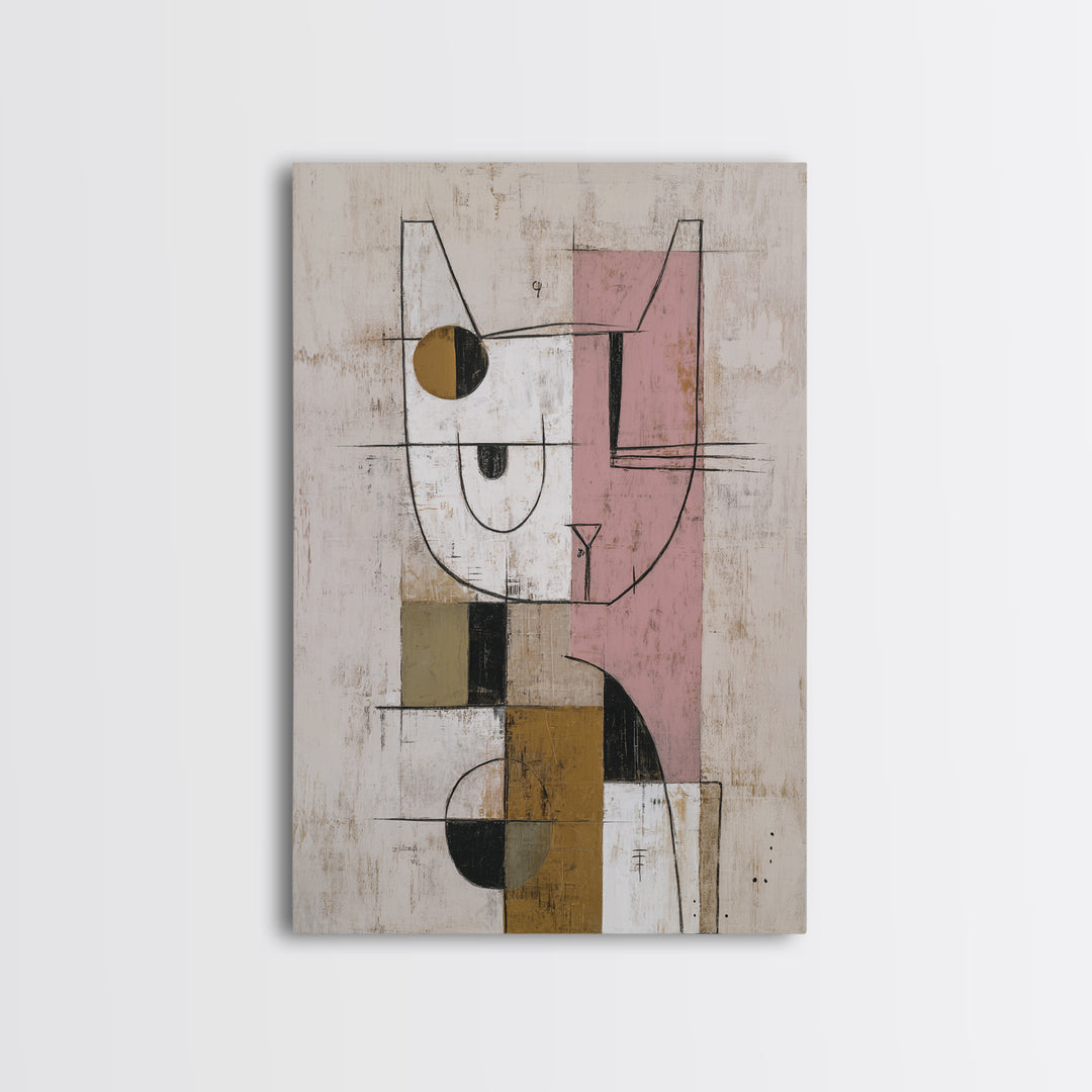 Minimal Cat Line Drawing Framed Canvas Print, Minimalist Art, Art Print, Living Room Decor, Minimal, Abstract Wall Art, MIN-2x3-55