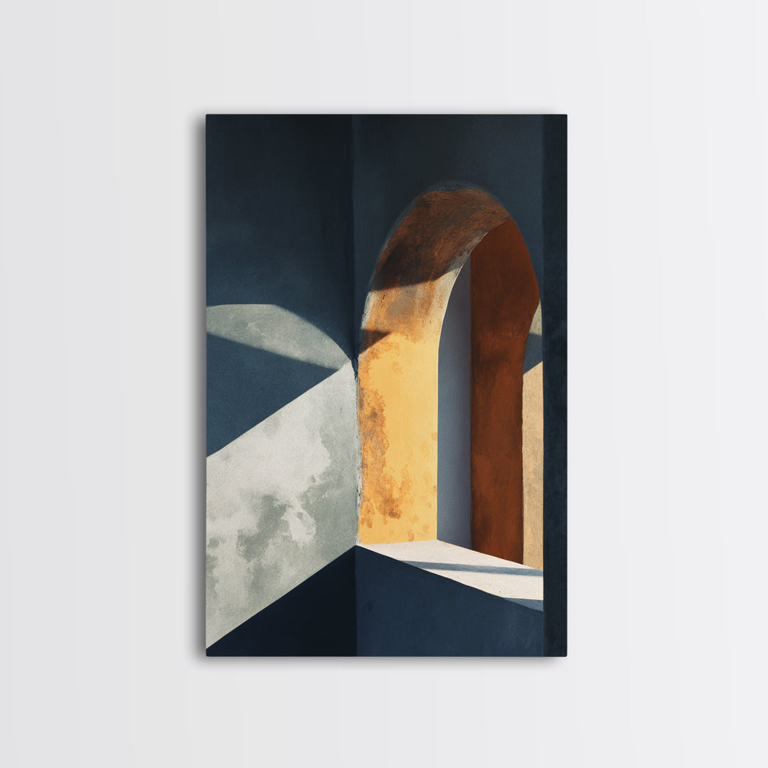 Monochrome Arch and Shadow Composition Framed Canvas Print, Minimalist Art, Minimalist, Living Room Decor, Fine Art, Minimal, MIN-2x3-64