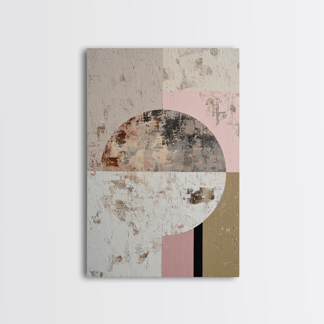 Minimal Moon over a Pale Ocean Canvas Print, Minimalist Art, Black Art, Living Room Decor, Oil Painting, Minimal, MIN-2x3-65