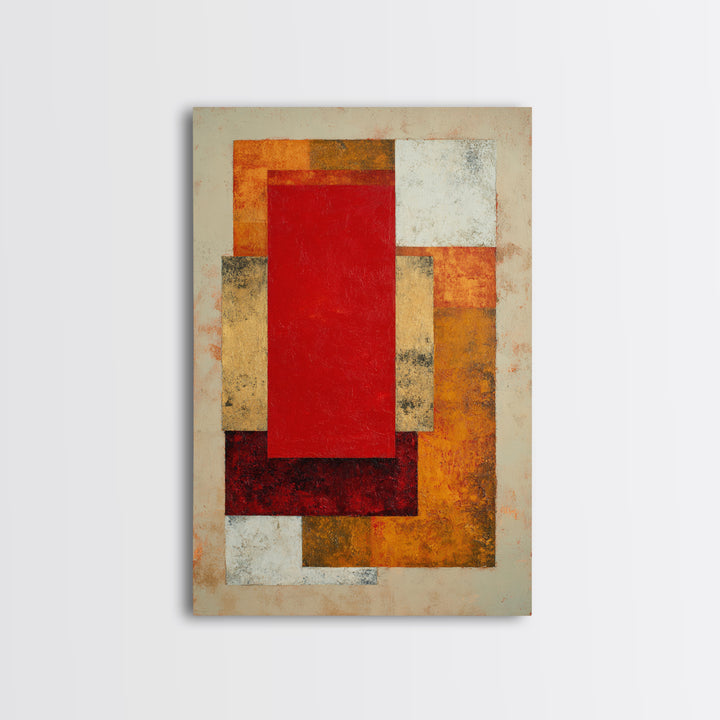 One Red Square Balanced Canvas Print, Minimalist Art, Art Prints, Living Room Decor, Oil Painting, Minimal, Printable Art, MIN-2x3-66
