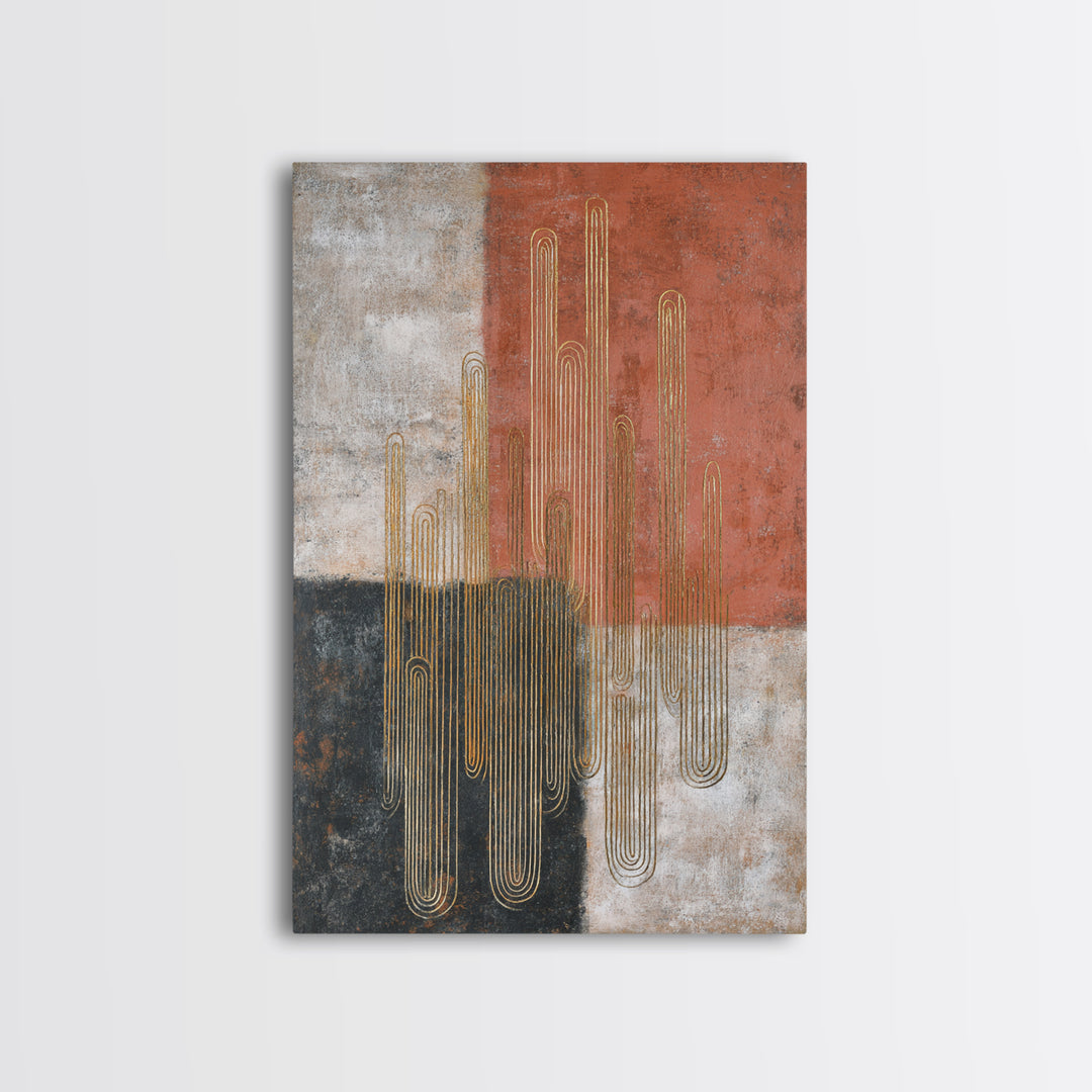 Single Gold Line Curve on Charcoal Framed Canvas Print, Minimalist Art, Printable Art, Living Room Decor, Abstract Art, Minimal, MIN-2x3-97