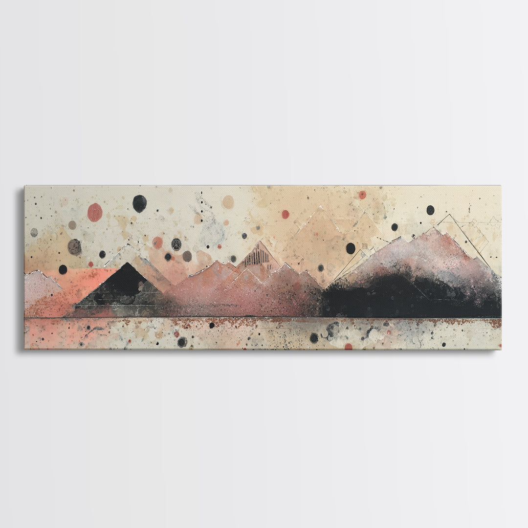Thin Line Mountain Framed Canvas Print, Minimalist Art, Movie Poster, Living Room Decor, Fine Art, Minimal, Modern Wall Art, MIN-3x1-18