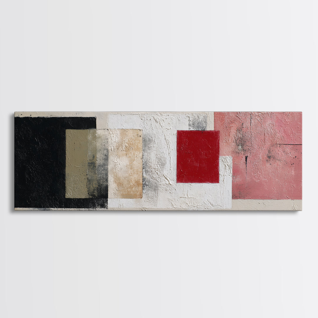 One Red Square Balanced Framed Canvas Print, Minimalist Art, Printables, Living Room Decor, Fine Art, Minimal, Boho Wall Art, MIN-3x1-2