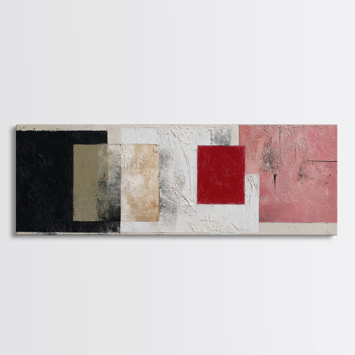 One Red Square Balanced Framed Canvas Print, Minimalist Art, Printables, Living Room Decor, Fine Art, Minimal, Boho Wall Art, MIN-3x1-2