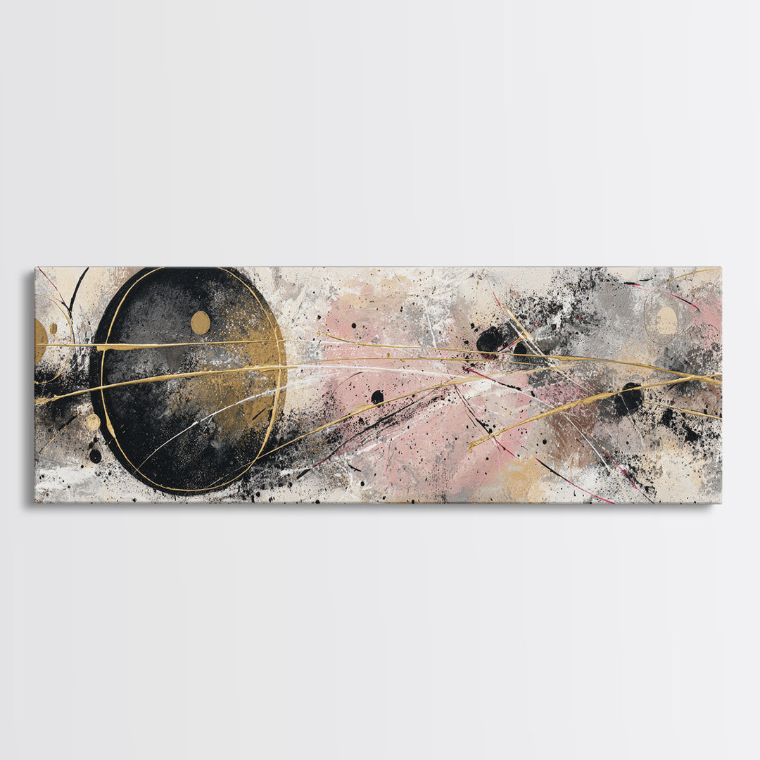 Single Gold Line Curve on Charcoal Canvas Print, Minimalist Art, Boho Wall Art, Living Room Decor, Fine Art, Minimal, MIN-3x1-33