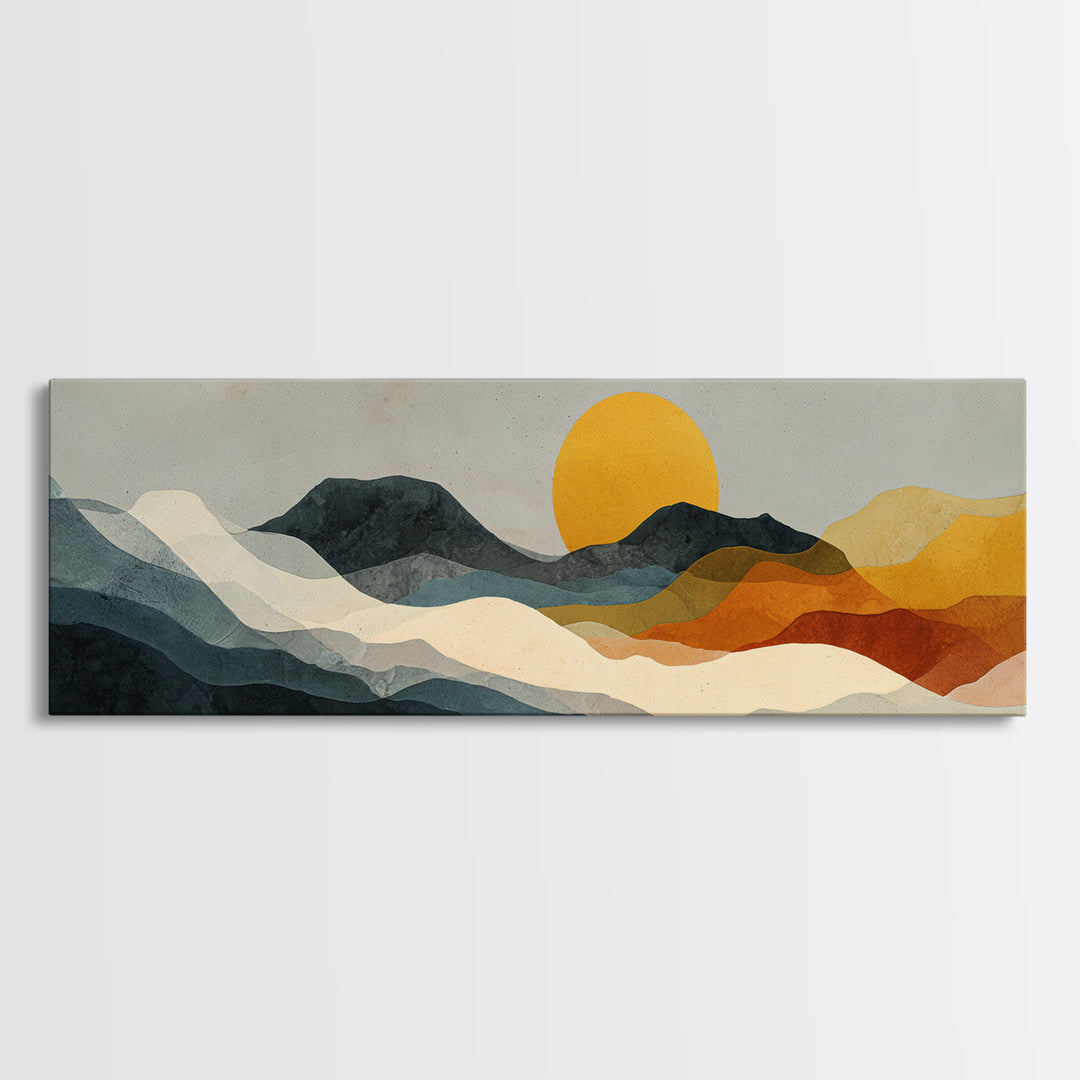 Thin Line Mountain Canvas Print, Minimalist Art, Printable Art, Living Room Decor, Minimal, Neutral Decor, Modern Decor, MIN-3x1-42