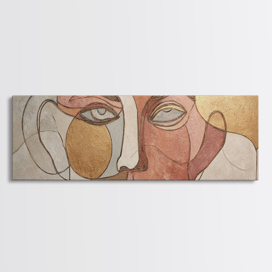 Single Continuous Line Female Face Framed Canvas Print, Minimalist Art, Gallery Decor, Living Room Decor, Fine Art, Minimal, MIN-3x1-69
