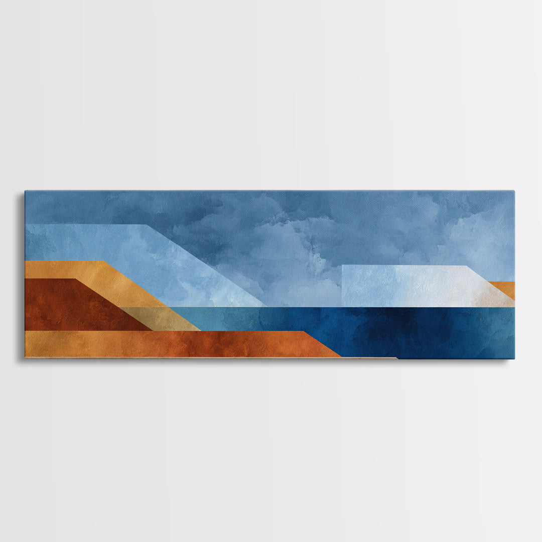 Simple Blue Horizon Canvas Print, Minimalist Art, Wall Art, Living Room Decor, Fine Art, Minimal, Large Wall Art, Movie Poster, MIN-3x1-70
