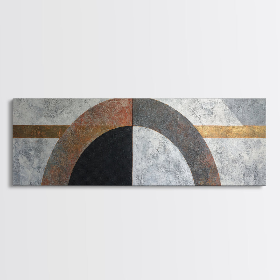 Monochrome Arch and Shadow Composition Framed Canvas Print, Minimalist Art, Poster, Living Room Decor, Fine Art, Minimal, MIN-3x1-72